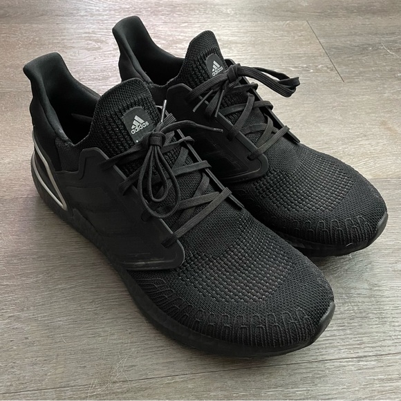 adidas Ultraboost 20 Black & Silver Running Shoes Sz 11.5 - Picture 2 of 6
